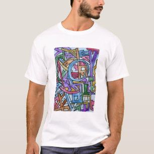 Metropolis-hand gekleurde Abstracte Waterverf T-shirt