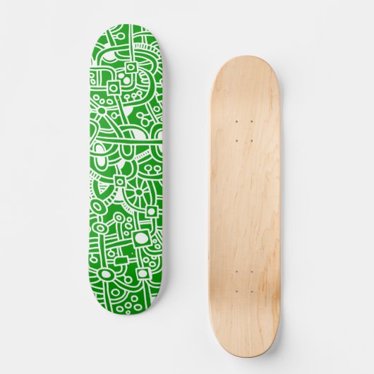 Metropolis I - White on Green Skateboard (Voorkant)