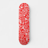 Metropolis I - Wit op rood Skateboard (Voorkant)