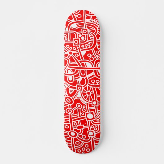 Metropolis I - Wit op rood Skateboard (Voorkant)