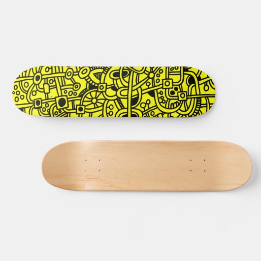 Metropolis I - Zwart op Geel Persoonlijk Skateboard (Horizontaal)
