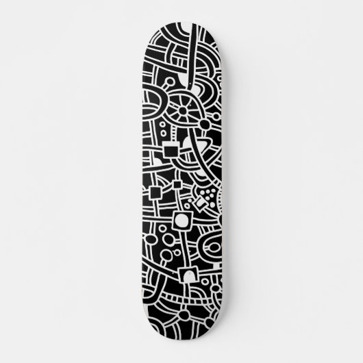 Metropolis II - White on Black Persoonlijk Skateboard (Voorkant)