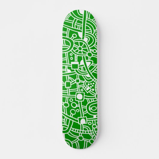Metropolis II - White on Green Persoonlijk Skateboard (Voorkant)