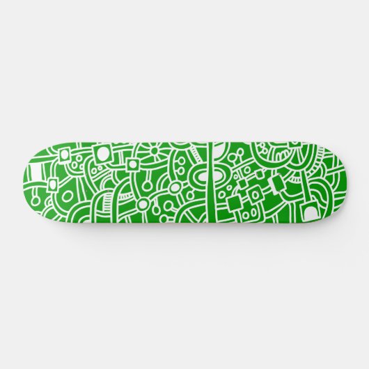 Metropolis III - Wit op Groen Skateboard (Horizontaal)