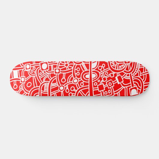 Metropolis III - Wit op rood Skateboard (Horizontaal)