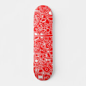 Metropolis III - Wit op rood Skateboard (Voorkant)