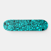 Metropolis III - Zwart op cyaan Skateboard (Horizontaal)