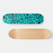 Metropolis III - Zwart op cyaan Skateboard (Horizontaal)