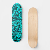 Metropolis III - Zwart op cyaan Skateboard (Voorkant)