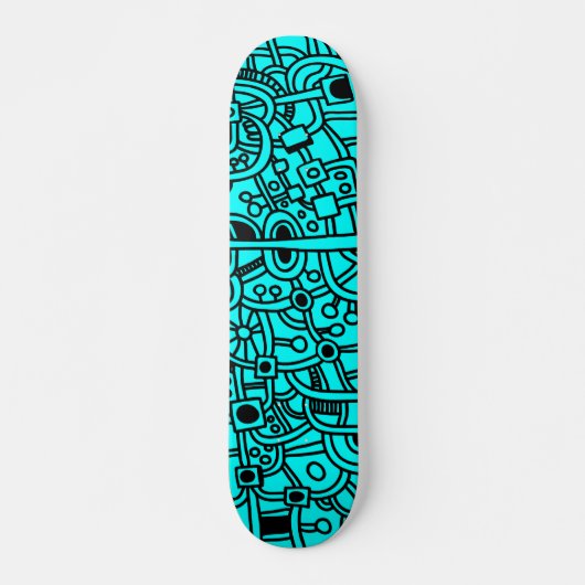 Metropolis III - Zwart op cyaan Skateboard (Voorkant)