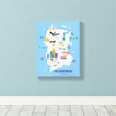 Metropolis Story Book Map Canvas Afdruk (Insitu (Houten vloer))