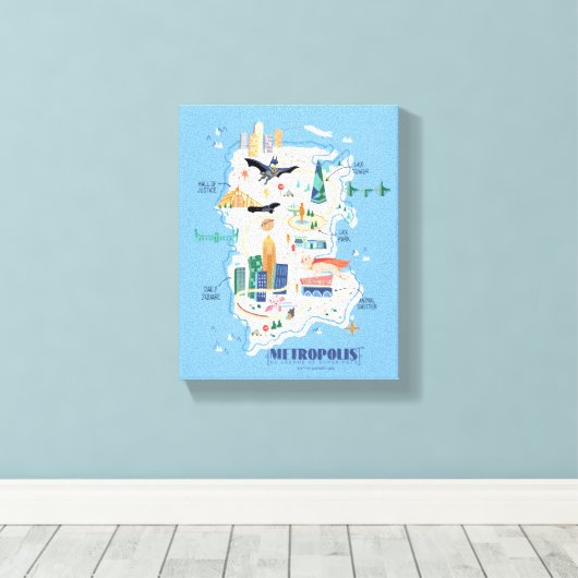 Metropolis Story Book Map Canvas Afdruk (Insitu (Houten vloer))