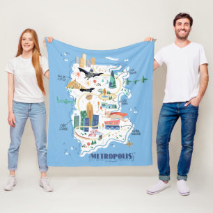 Metropolis Story Book Map Fleece Deken