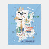 Metropolis Story Book Map Fleece Deken (Voorkant)