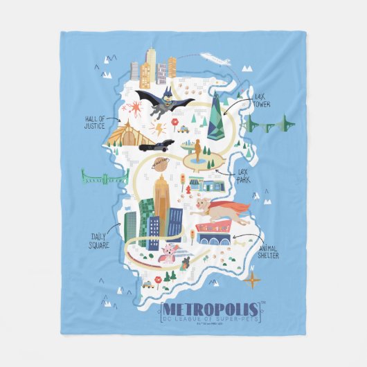 Metropolis Story Book Map Fleece Deken (Voorkant)