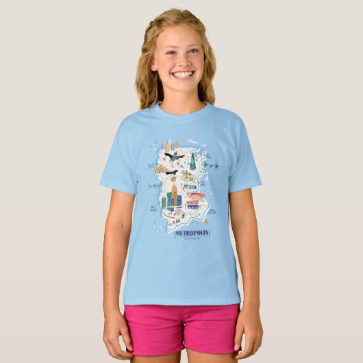 Metropolis Story Book Map T-shirt (Voorkant volledig)