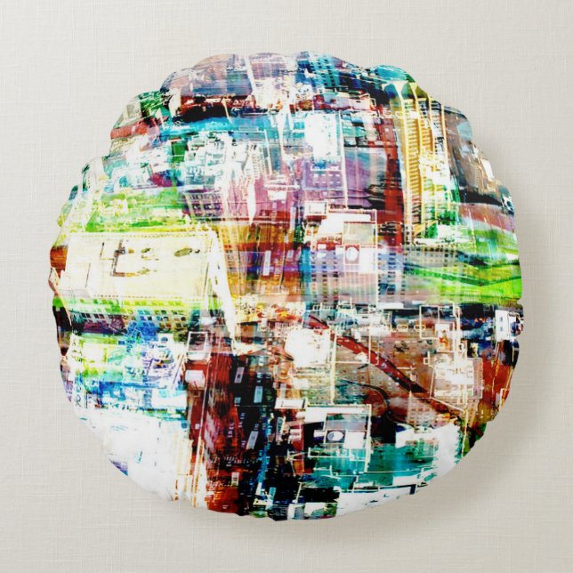 Metropolis VI Rond Kussen (Voorkant)