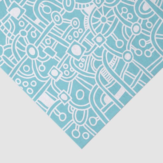 Metropolis - White op Duck Egg Blue Tissuepapier (Detail)