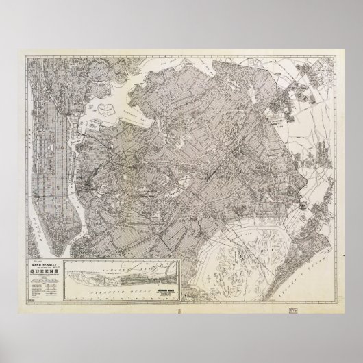 Metropolitan Map of Queens, New York (1922) Poster (Voorkant)