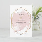Metropolitan Wedding | Faux Gold en Blush Kaart (Staand voorkant)
