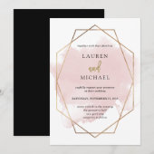Metropolitan Wedding | Faux Gold en Blush Kaart (Voorkant / Achterkant)