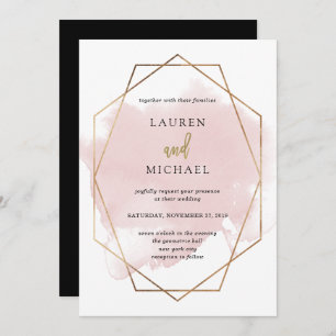 Metropolitan Wedding   Faux Gold en Blush Kaart