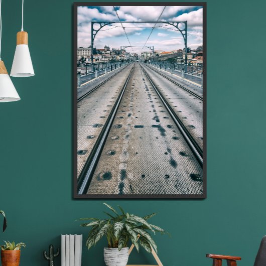 Metrospoorlijn op het bovenste dek van de Dom Luis Poster
