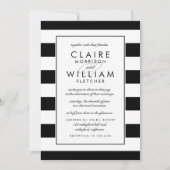 metrostreep | Zwart-wit streep bruiloft Kaart (Voorkant)