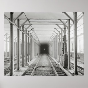 Metrotunnel, 1904. Oude foto Poster