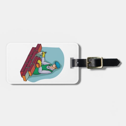 metselaar aan het werk bagagelabel (Voorkant horizontaal)