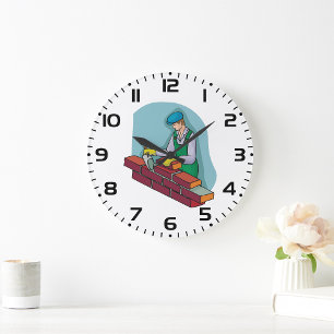 metselaar aan het werk grote klok