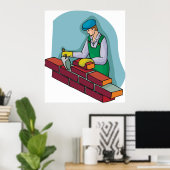 metselaar aan het werk poster (Thuiskantoor)