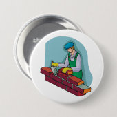 metselaar aan het werk ronde button 7,6 cm (Voorkant /achterkant)