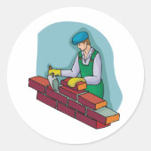 metselaar aan het werk ronde sticker (Voorkant)