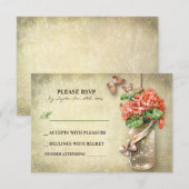 metselaar pot & koraal bloemen RSVP kaarten Kaartje (Voorkant / Achterkant)