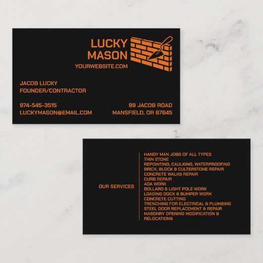 metselstenen Visitekaartje (Voorkant / Achterkant)