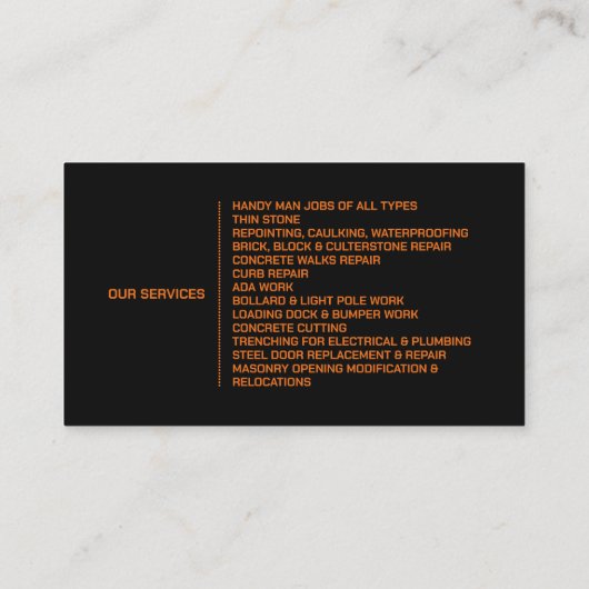 metselstenen Visitekaartje (Achterkant)