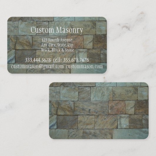 Metselwerk baksteen, blok aangepaste zaken visitekaartje (Voorkant / Achterkant)