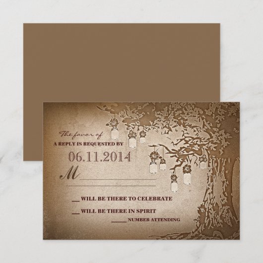 metselwerk potten boom rustieke trouw-RSVP-kaarten RSVP Kaartje (Voorkant / Achterkant)
