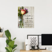 Metselwerkpot met roos en wilde bloemen poster (Thuiskantoor)