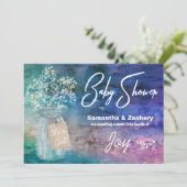 *~* Metselwerkpot Rustieke Baby's Breath Baby Show Kaart (Staand voorkant)