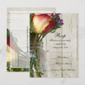 Metsjar met roos en wilde bloemen uitnodiging briefkaart (Voorkant / Achterkant)