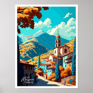 Metsovo Griekenland Kunst vintage reisillustratie Poster
