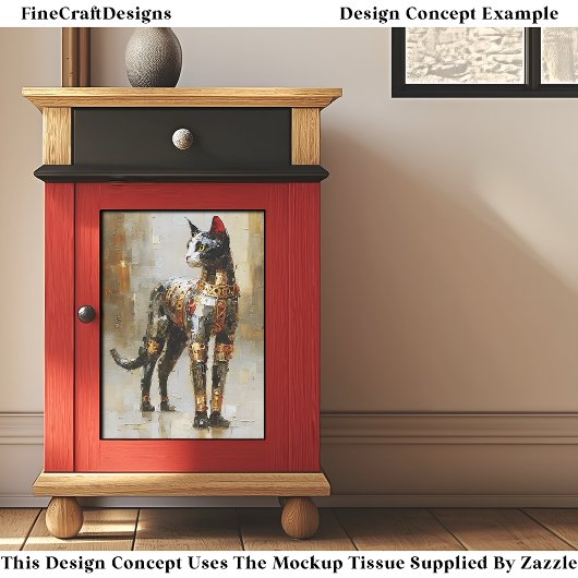 Mettalic Steampunk Cat Portrait EM5L Decoupage Tissuepapier