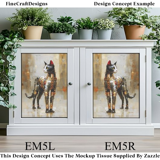 Mettalic Steampunk Cat Portrait EM5L Decoupage Tissuepapier