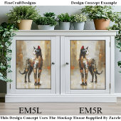 Mettalic Steampunk Cat Portrait EM5R Decoupage Tissuepapier
