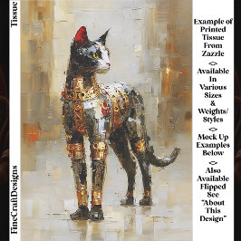 Mettalic Steampunk Cat Portrait EM5R Decoupage Tissuepapier
