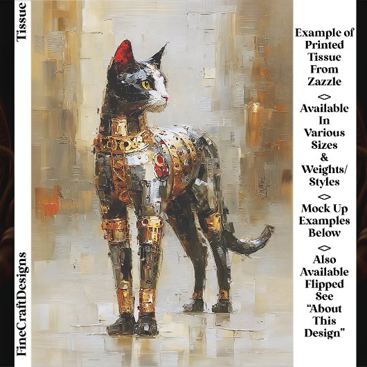 Mettalic Steampunk Cat Portrait EM5R Decoupage Tissuepapier