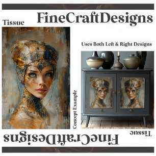 Mettalic Vrouw Olie Schilderij Decoupage Rechts 16 Tissuepapier