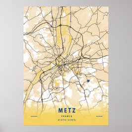 Metz - France Yellow City Map Poster